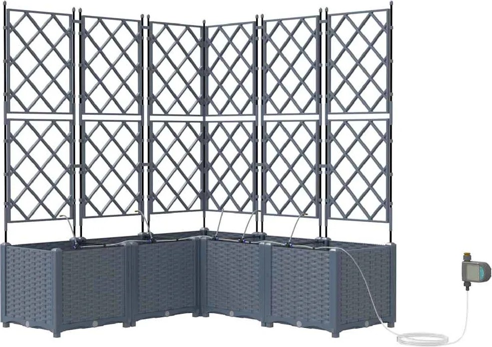 vidaXL Kerti cserép 5 pcs Világosszürke Acél