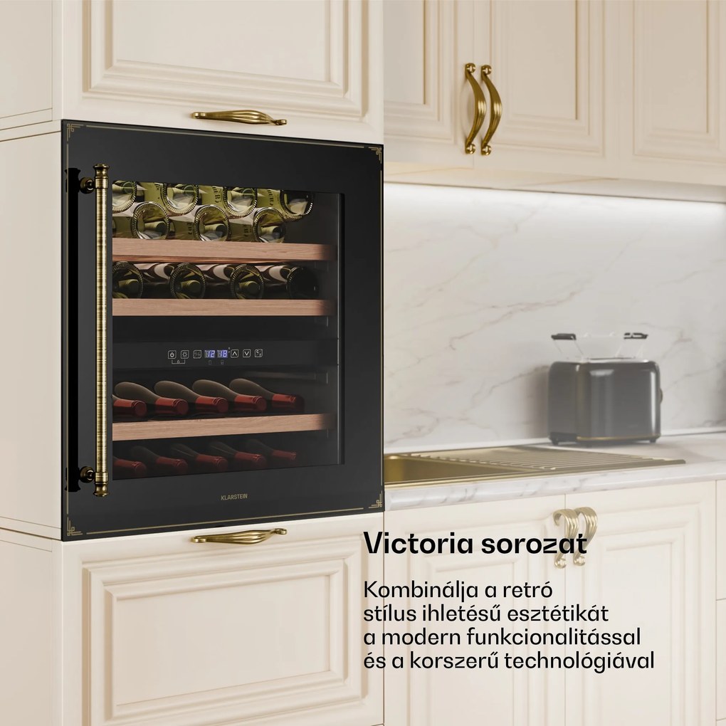 Klarstein Vinsider Victoria 36 borhűtő, 36 palack, érintés, UV-védelem, LED, csendes, 3 polc
