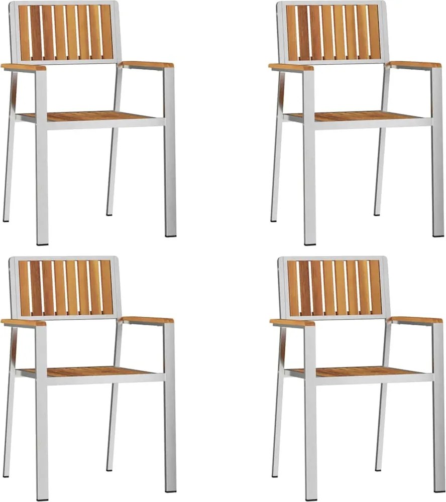 vidaXL Kerti Szék 4 pcs Barna 56 x 54,5 x 87 cm Tömör Akácfa
