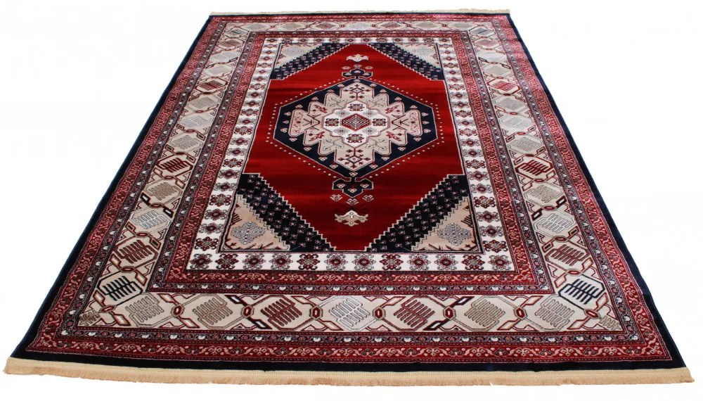 Gépi perzsa szőnyeg bordó Turkmen 140x200 klasszikus nappali szőnyeg