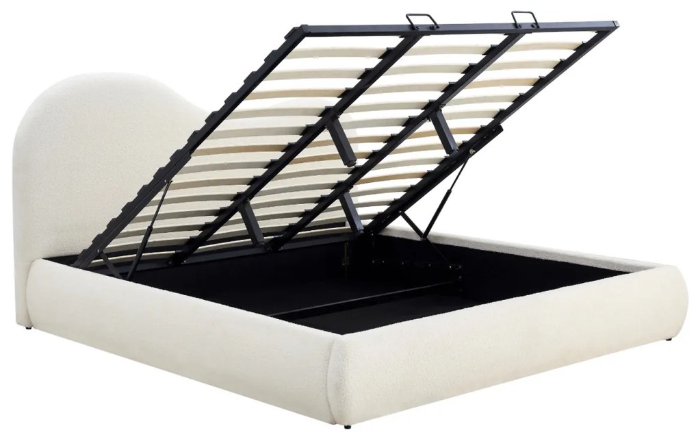 Franciaágy Krém Bouclé Kárpittal. Ágyneműtartóval. 180x200 cm. TALINN