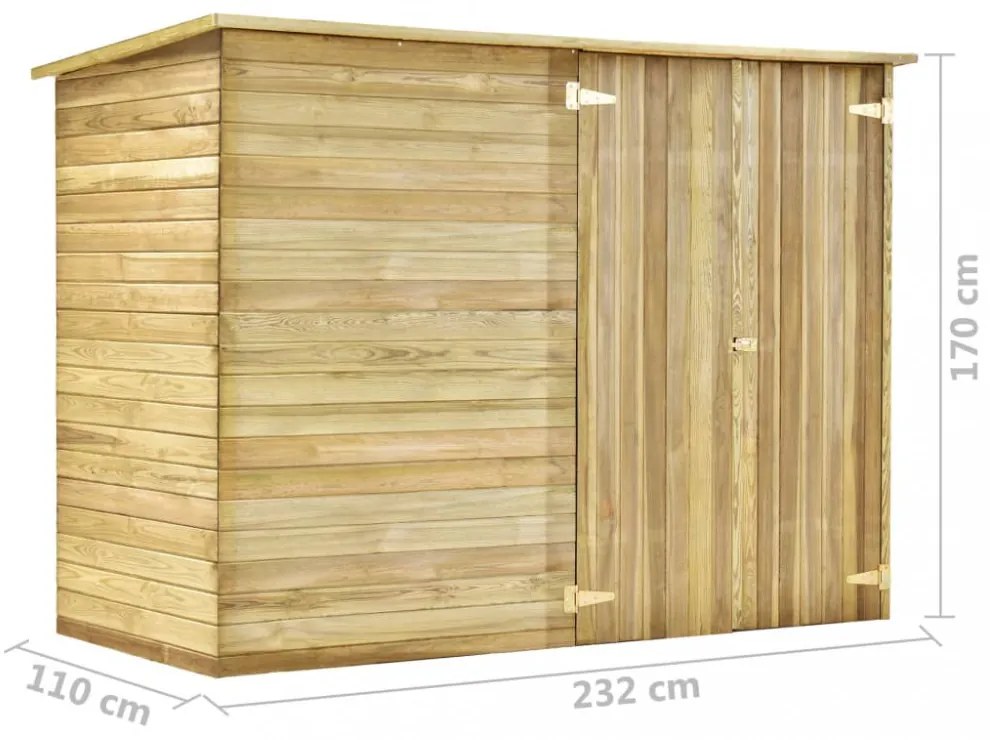 impregnált fenyőfa kerti kerékpártároló 232 x 110 x 170 cm
