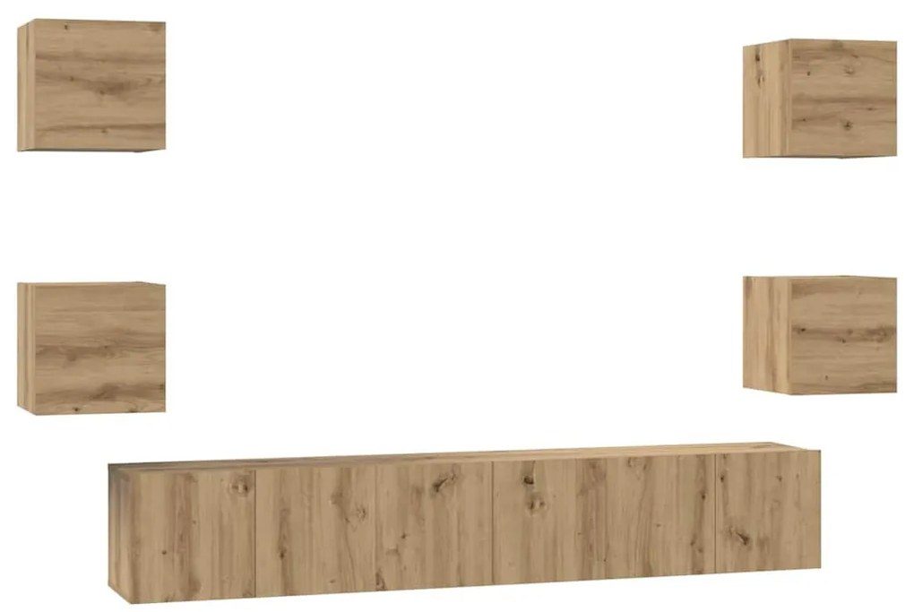 TV szekrény garnitúra 7 pcs kézműves tölgy 60 x 30 x 30 cm