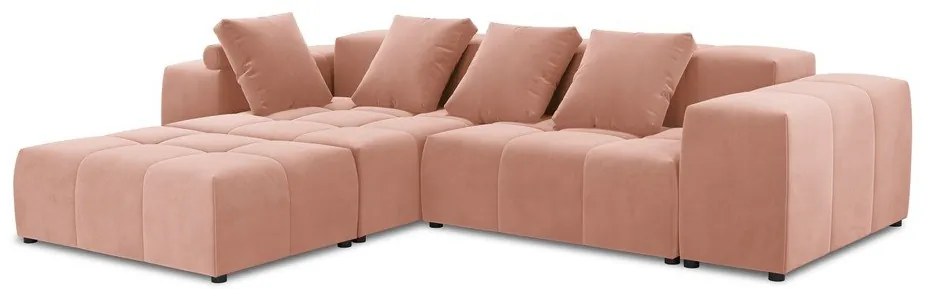 Rózsaszín bársony sarokkanapé (variálható) Rome Velvet - Cosmopolitan Design