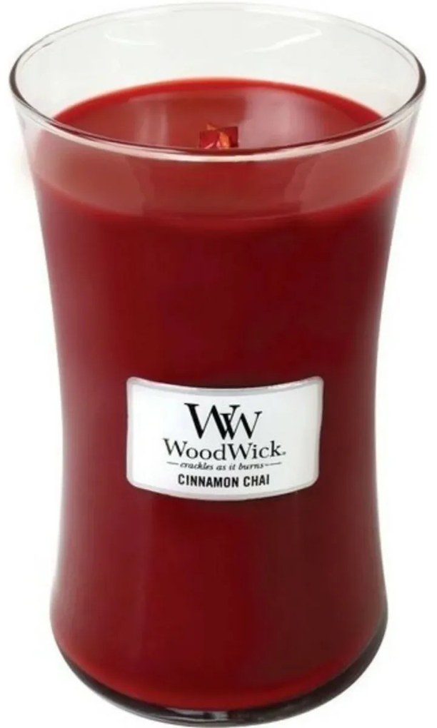 WoodWick Illatosító gyertya nagy vázában Cinnamon Chai, 609 g