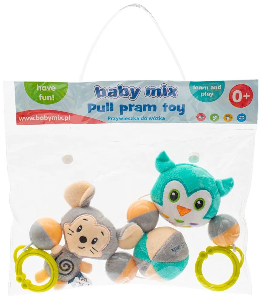 Gyermek plüss csörgő babakocsiba Baby Mix egér és bagoly