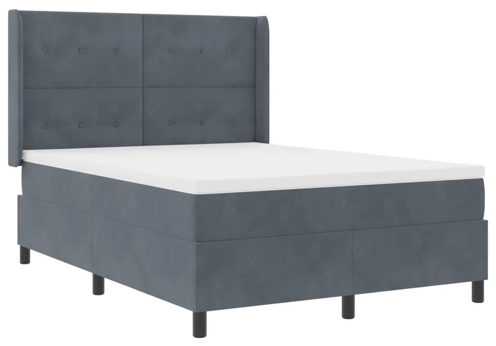 Boxspring Ágy Matrac nélkül Sötét Szürke 140x200 cm Bársonyos