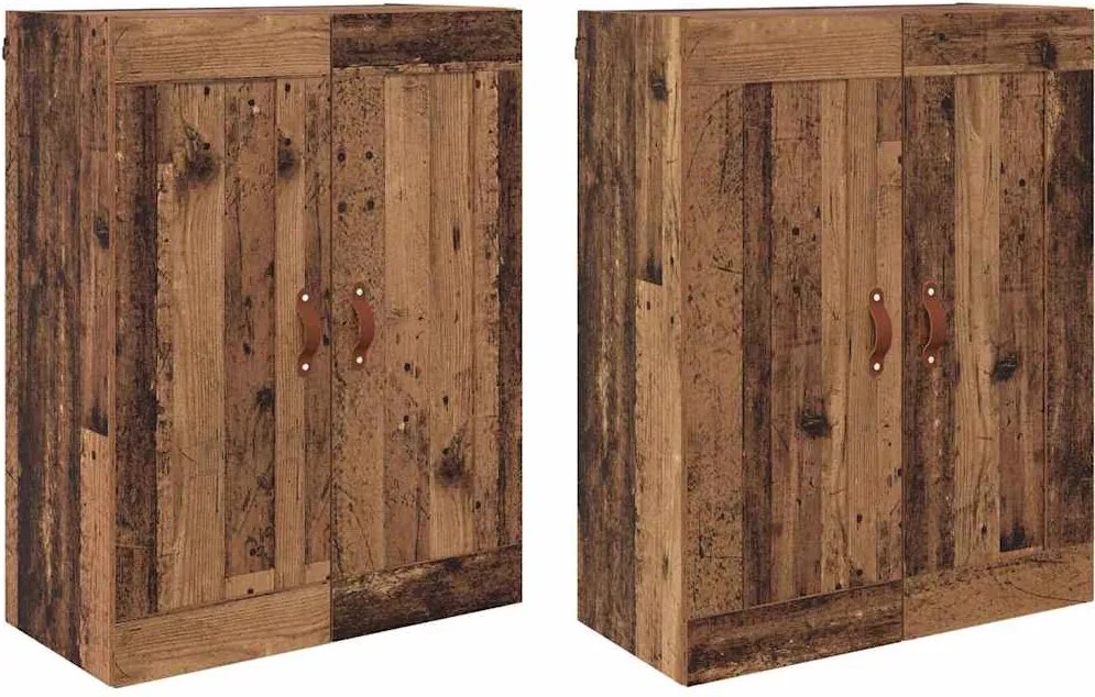 vidaXL Fali szekrény 2 pcs Öreg fa 69,5 x 34 x 90 cm Faanyag