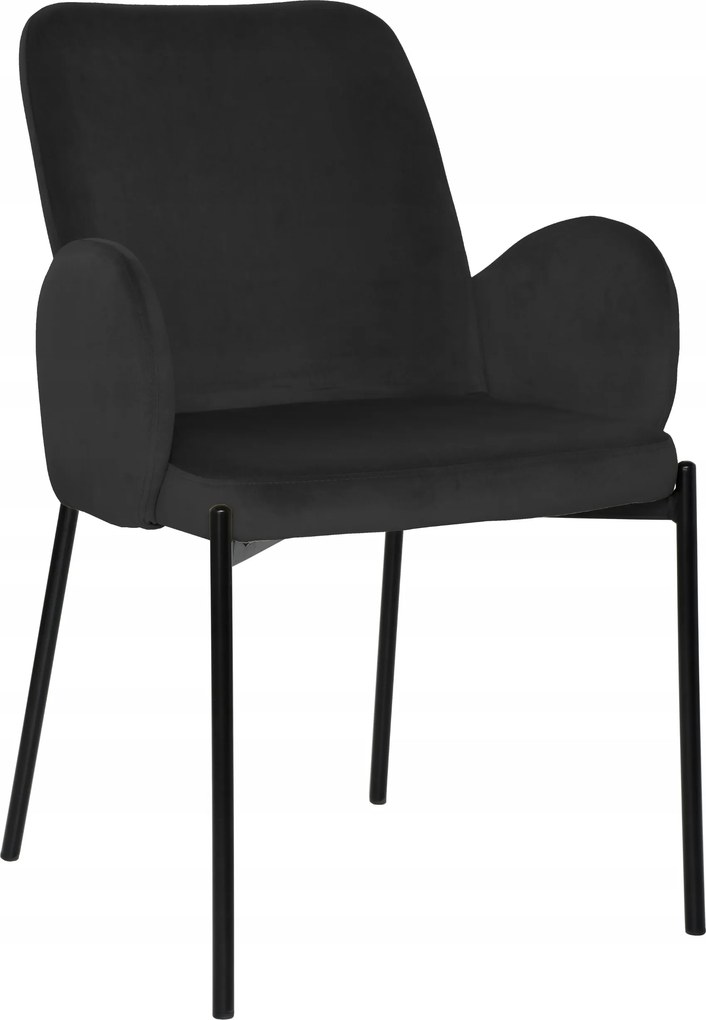Fekete velúr kárpitozott szék nappaliba, étkezőbe és konyhába Gusto
