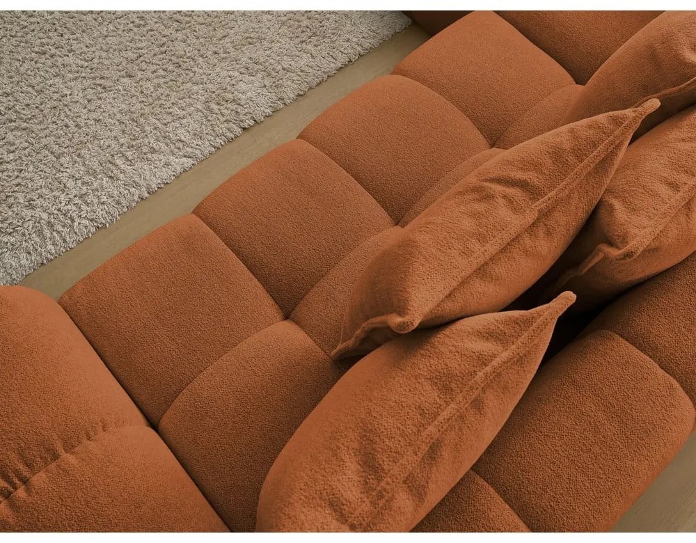 Terrakotta színű zsenília kinyitható-tárolóhelyes sarokkanapé (bal oldali-L alakú) Everest – Bobochic Paris