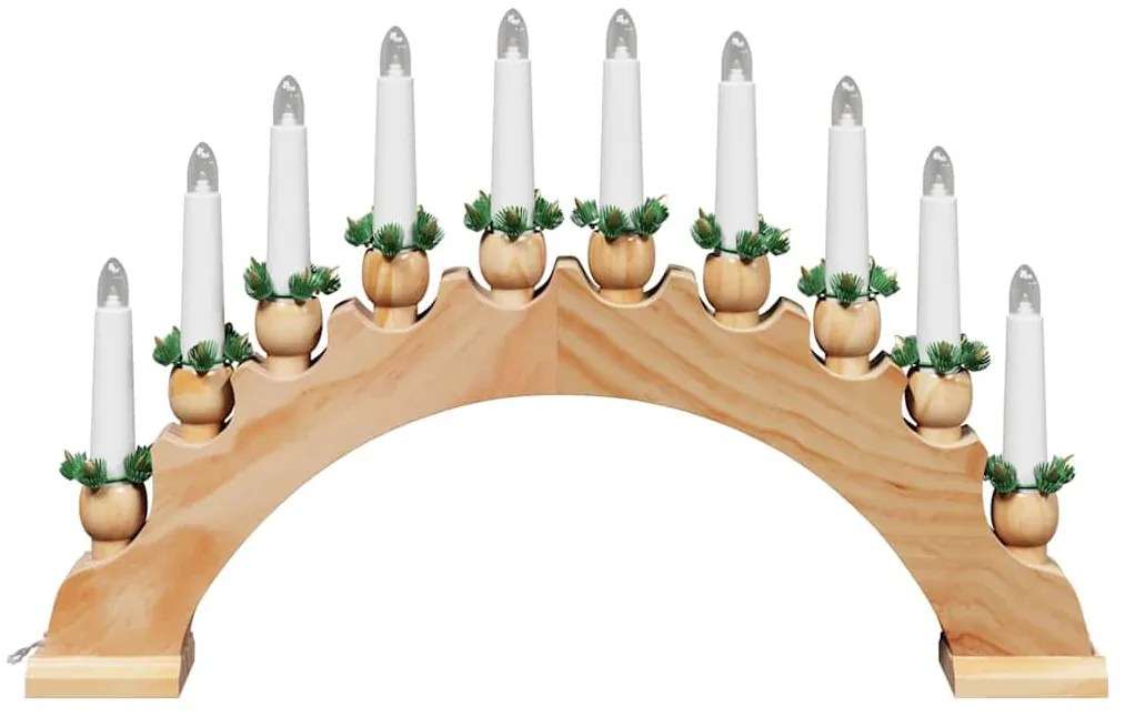 Karácsonyi gyertyatartó ív 10 LED gyertyával Barna