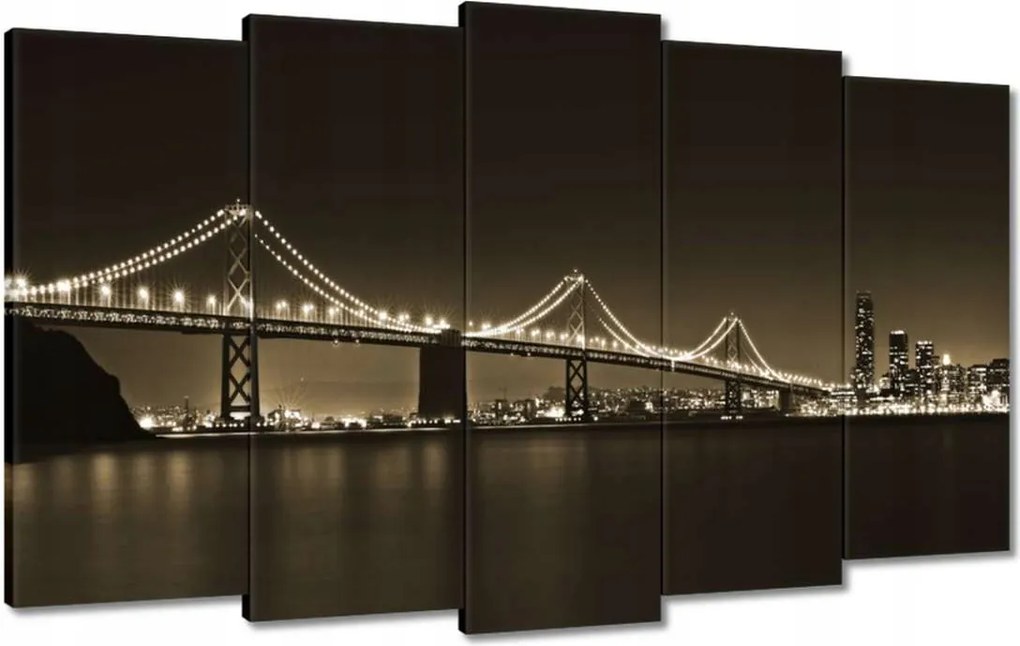 Vászonkép 100x60 Híd az éjszakában szépia