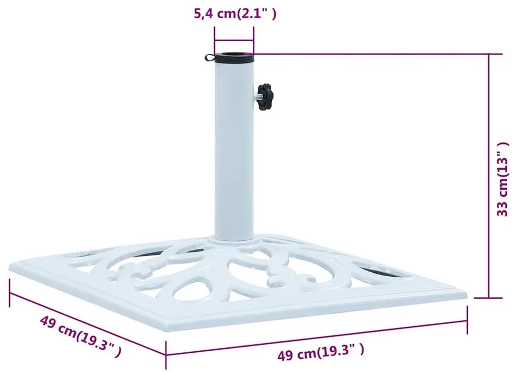 fehér öntöttvas napernyőtalp 12 kg 49 cm