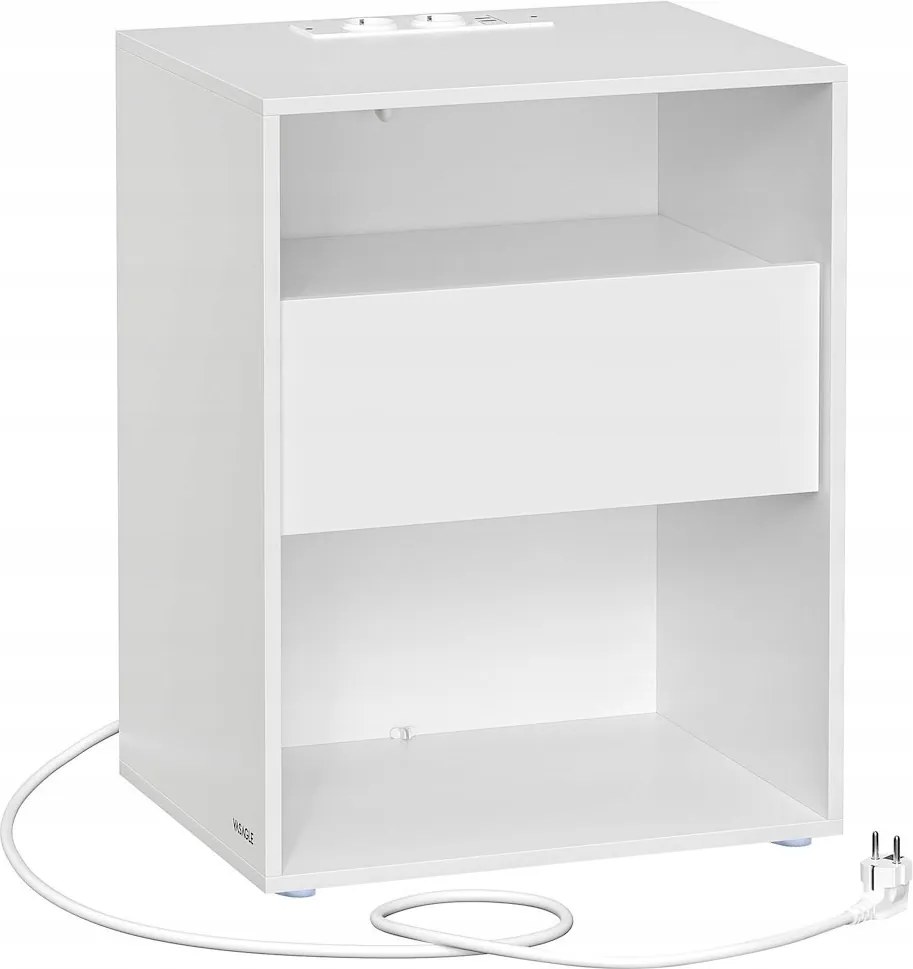 Vasagle Adar éjjeliszekrény töltőállomással, fehér