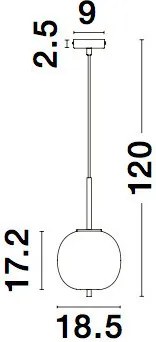 NOVA LUCE 9624074 LATO Egyágú Függesztett Lámpa Üveg E27 IP20