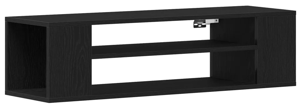 Falra szerelhető TV szekrény, fekete tölgy, 100x30x26,5 cm, műgyanta