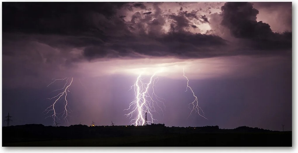 Fotó üvegkép Vihar villámokkal 140x70