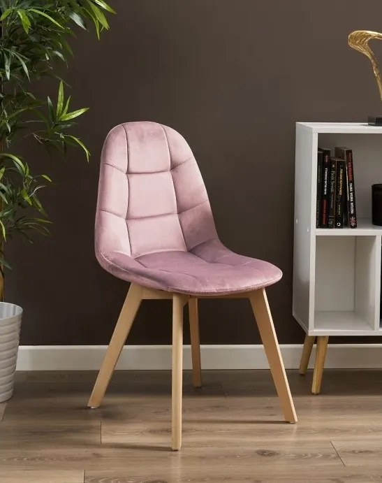 AKCIÓ Sötét rózsaszín bársony étkezőszék BORA II. osztály