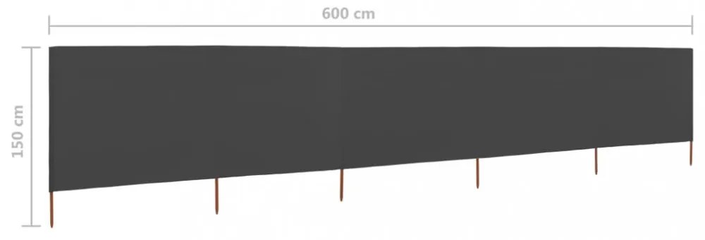 antracitszürke szövet 5-paneles szélfogó 600 x 120 cm