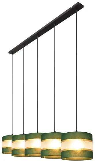 Csillár zsinóron HELEN 5xE27/15W/230V zöld/arany