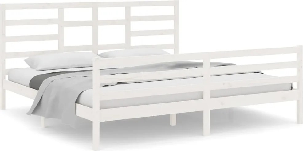 vidaXL fehér tömör fa ágykeret 200 x 200 cm