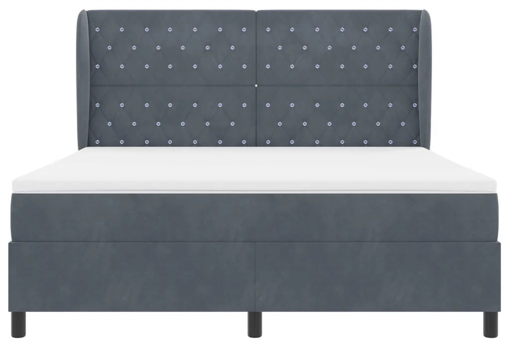 Boxspring Ágy Matraccal Sötétszürke 180x200 cm Bársonyos
