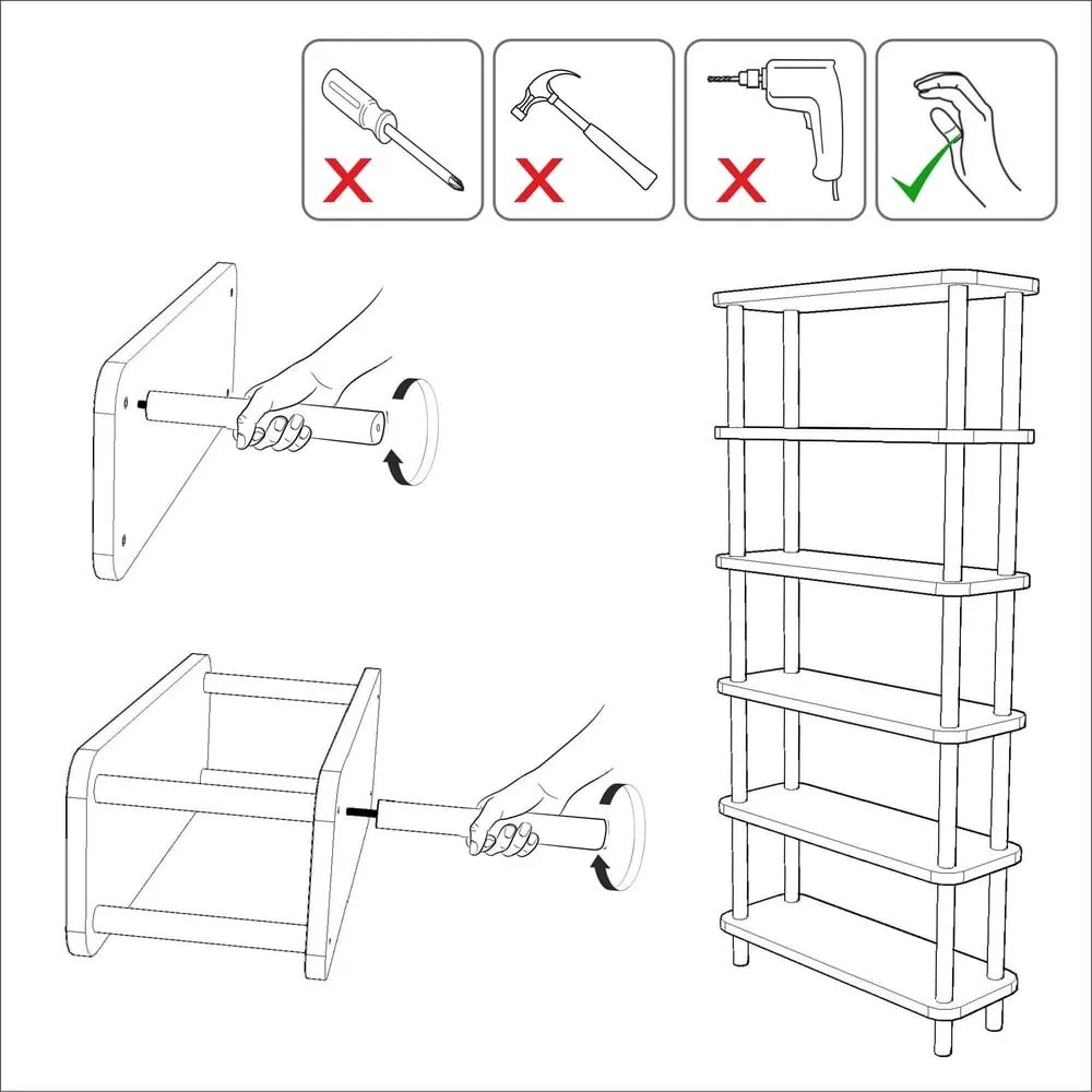 Natúr színű könyvespolc borovi fenyő dekorral 80x168,5 cm Step – Kalune Design