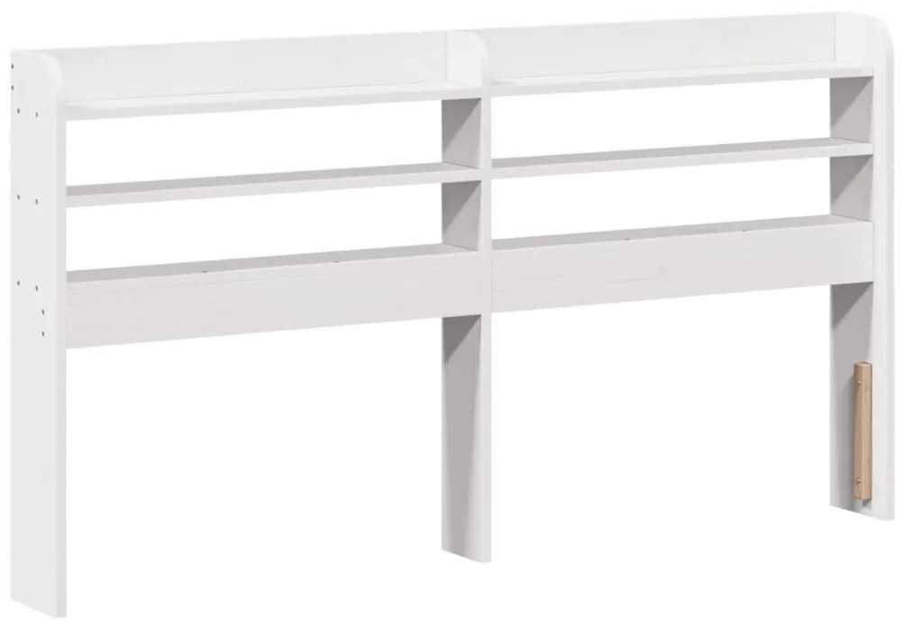 fehér tömör fenyőfa fejtámla polcokkal 120 cm