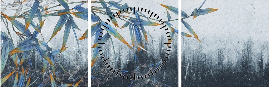 Kép - bambusz a falon (órával) (90x30 cm)