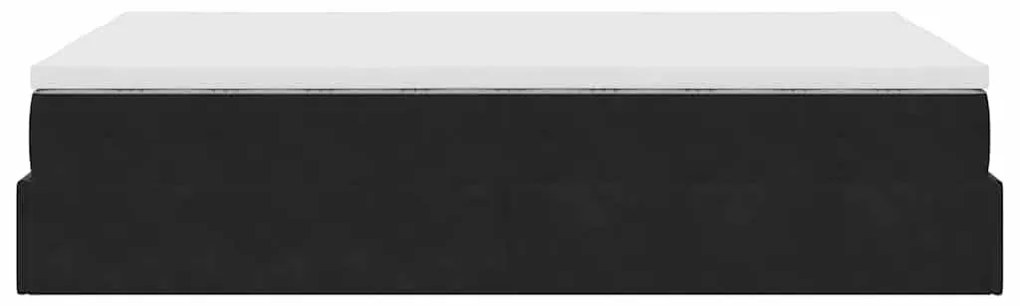 Ottomán ágykeret matraccal fekete 120x200cm bársony