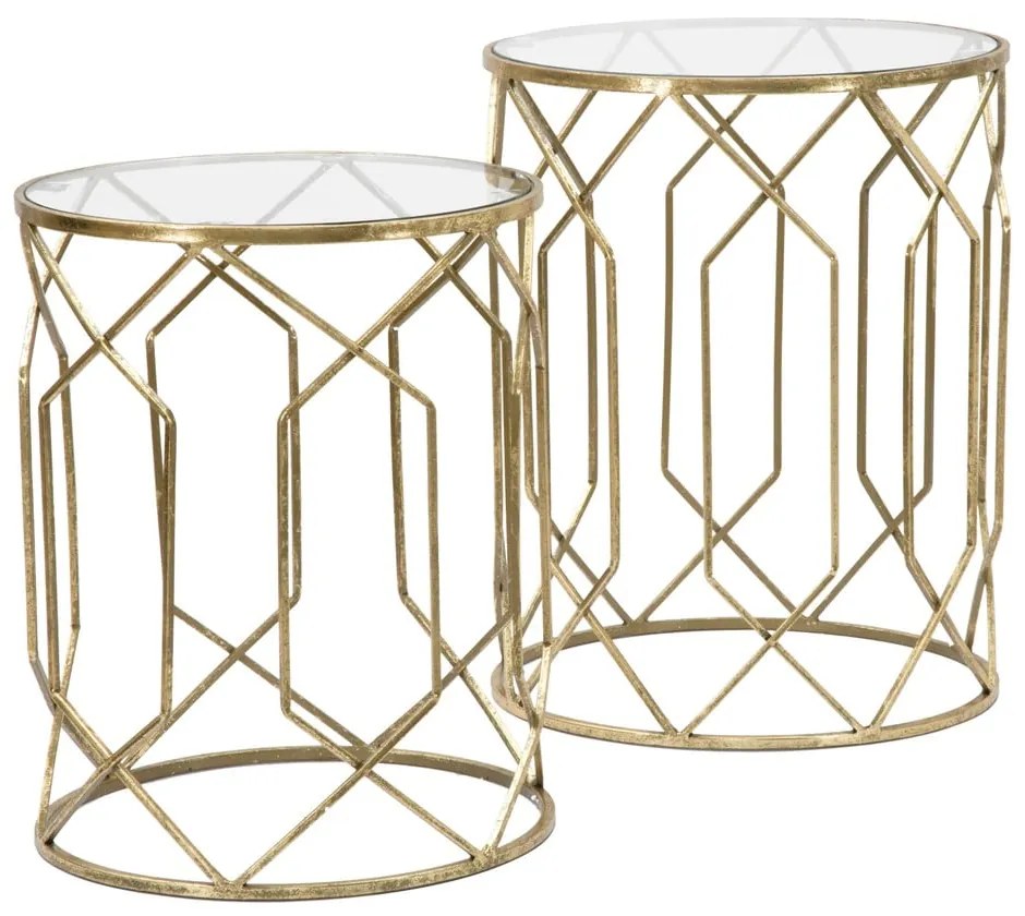 Kerek tárolóasztal szett üveg asztallappal, 2 db-os ø 42 cm Tunisi – Mauro Ferretti