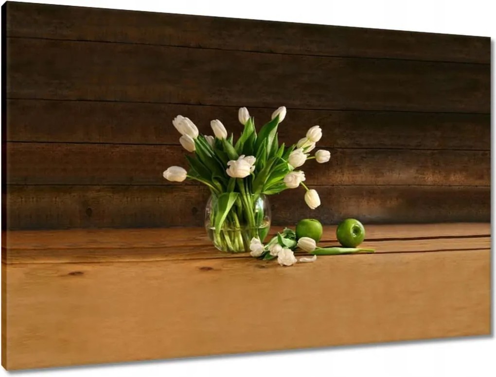 Vászonkép 90x60 Fehér tulipánok vázában