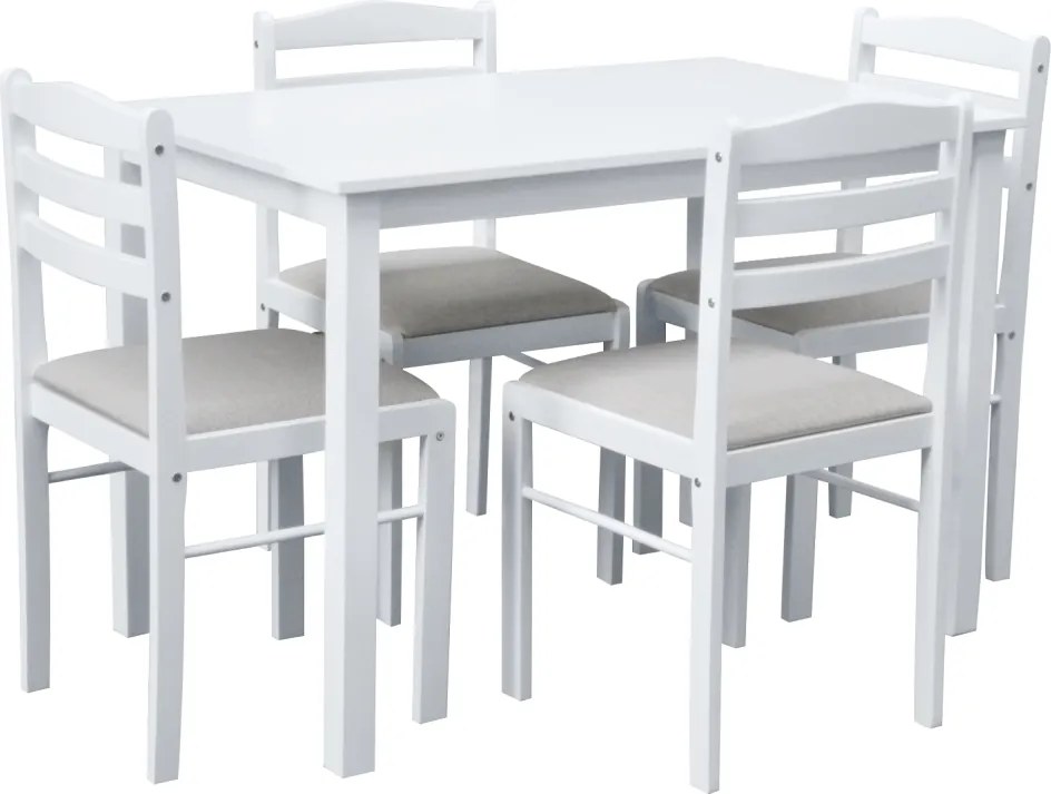 Étkezőgarnitúra 1+4, fehér/bézsesszürke, SOMIN