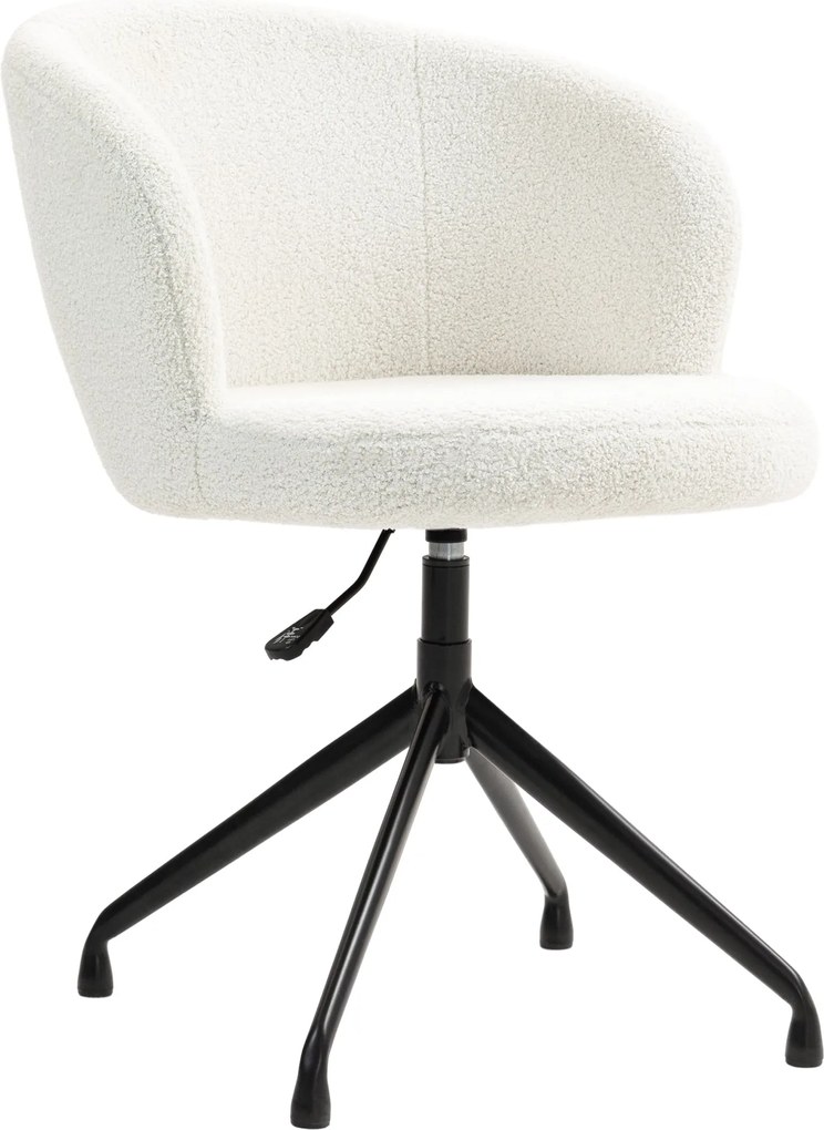 HOMCOM Ergonomikus Irodai Szék, Íróasztali Szék, Forgószék, Magasságállítható, 120 kg Teherbírású, Bouclé Szövet Kárpit, Fehér | Aosom