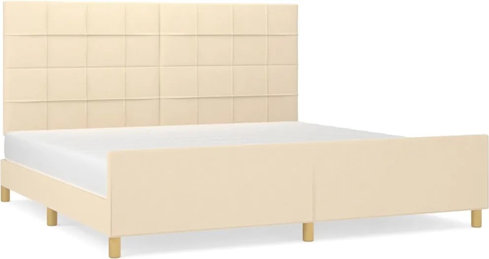 vidaXL krémszínű szövet ágykeret matrac nélkül 200 x 200 cm