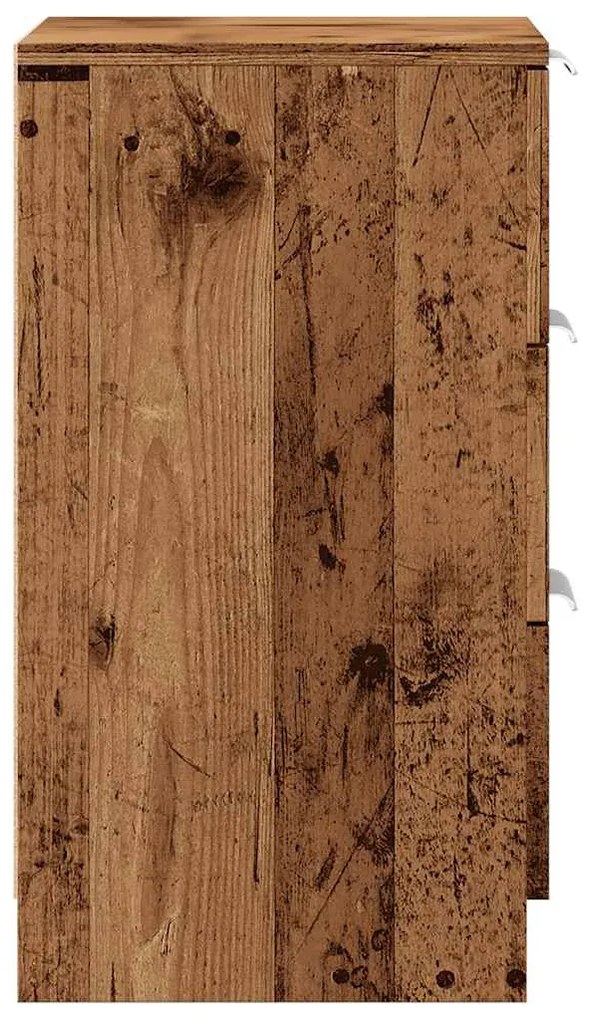2 db antik fa színű szerelt fa éjjeliszekrény 40 x 36 x 65 cm