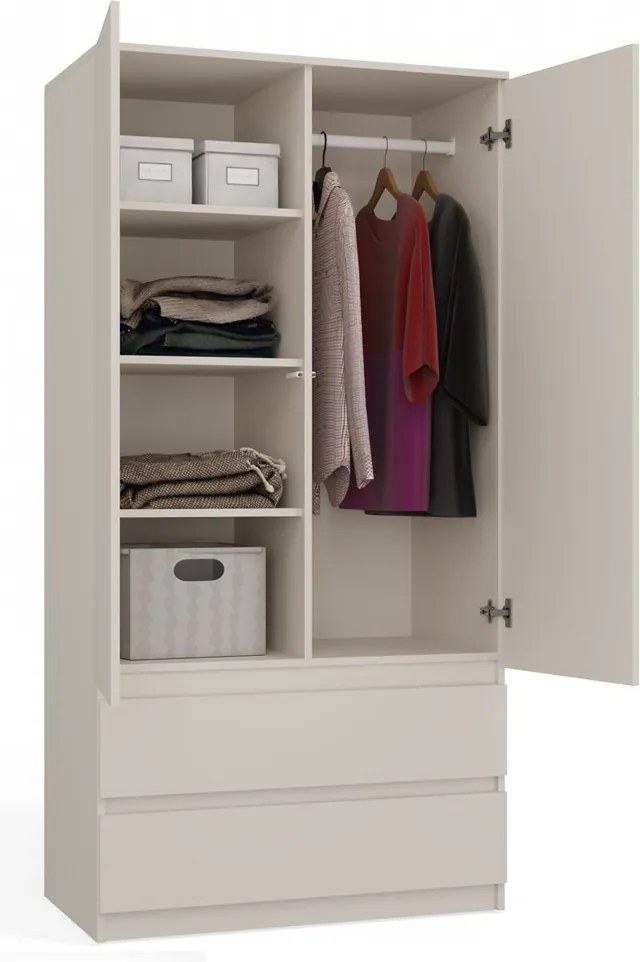 SS-90 gardróbszekrény, 90x180x50 cm, kasmír