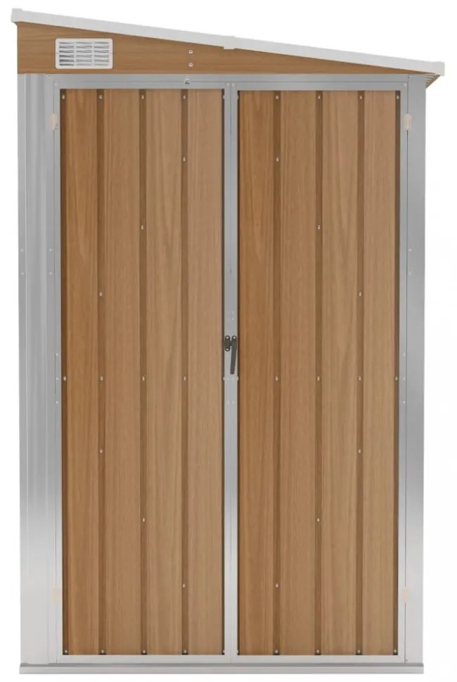 barna színű, falra szerelhető kerti fészer 118 x 288 x 178 cm horganyzott acélból