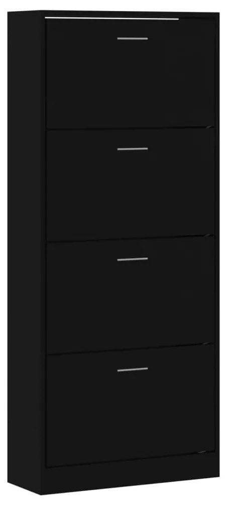 fekete szerelt fa cipősszekrény 63x24x147 cm
