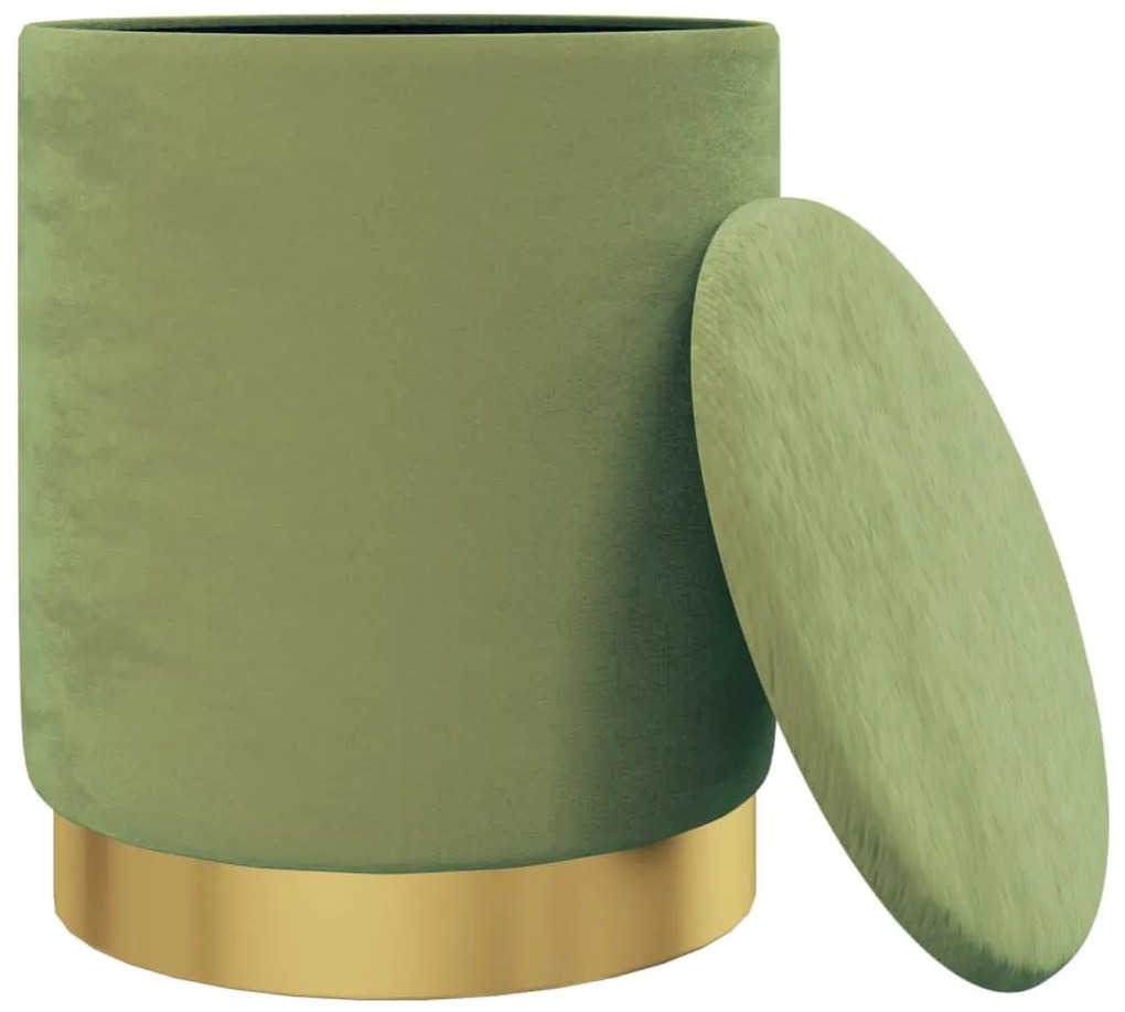 vidaXL mustárzöld kerek bársonyülőke tárolóval 31 x 37 cm