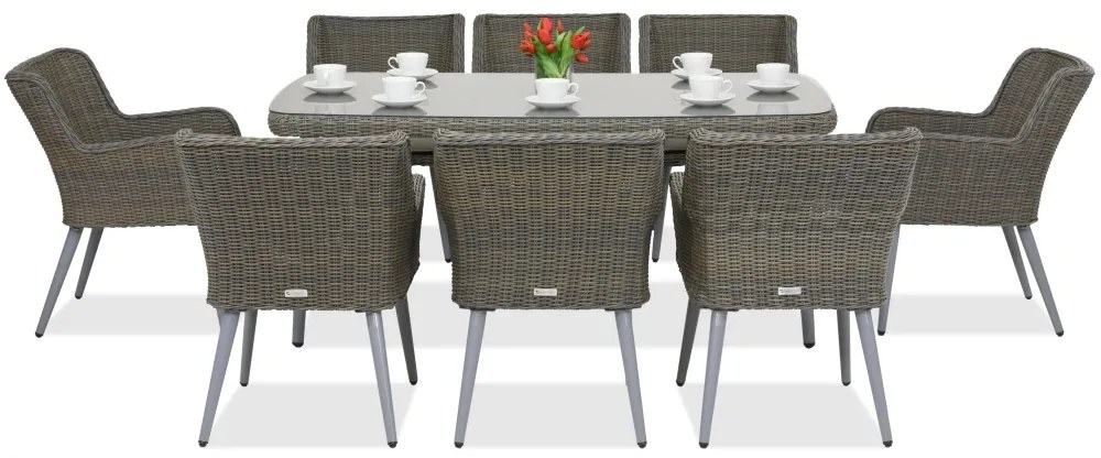 Garden Point Cordoba exkluzív 8 személyes technorattán kerti bútorok, szürke