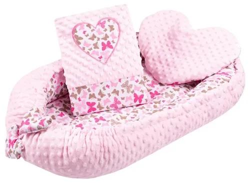 NEW BABY | New Baby Pillangók | Luxus babafészek párnával és paplannal New Baby Szívecske rózsaszín | Rózsaszín |