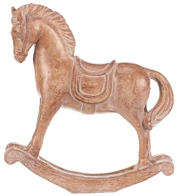 Dekoráció hintaló 19 cm, polirezín, fa utánzat