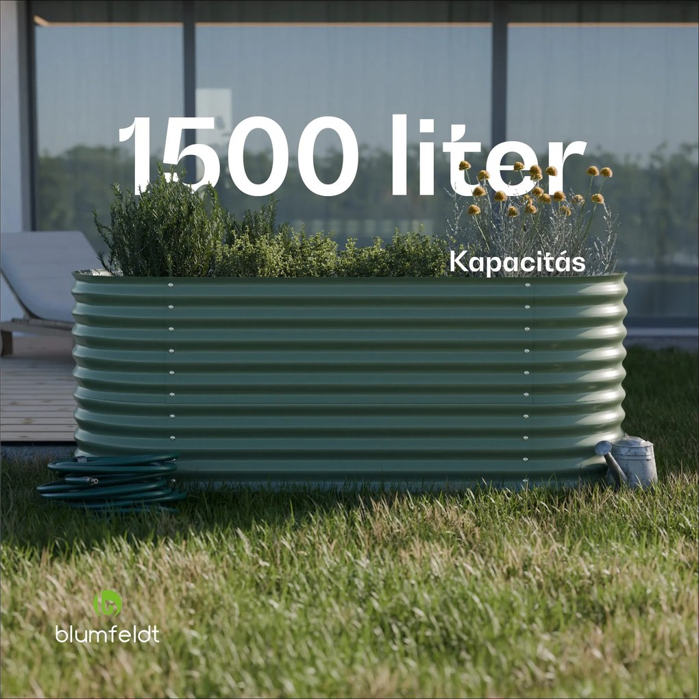 High Grow, magaságyás, 200 x 80 x 100 cm, hullámos acéllemezből, egyszerű összeszerelés, rozsda- és fagyálló