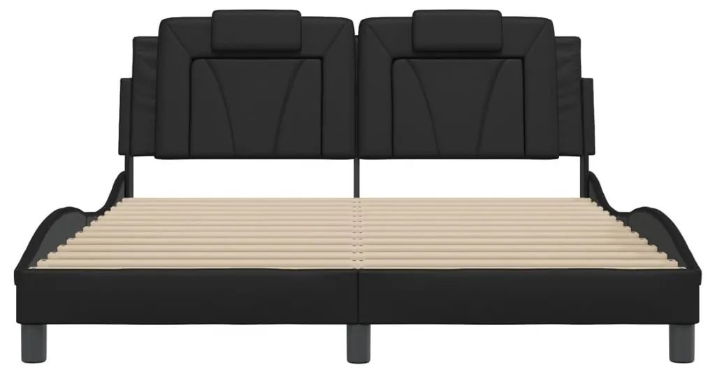 fekete műbőr ágykeret Viana matrac nélkül 160x200 cm