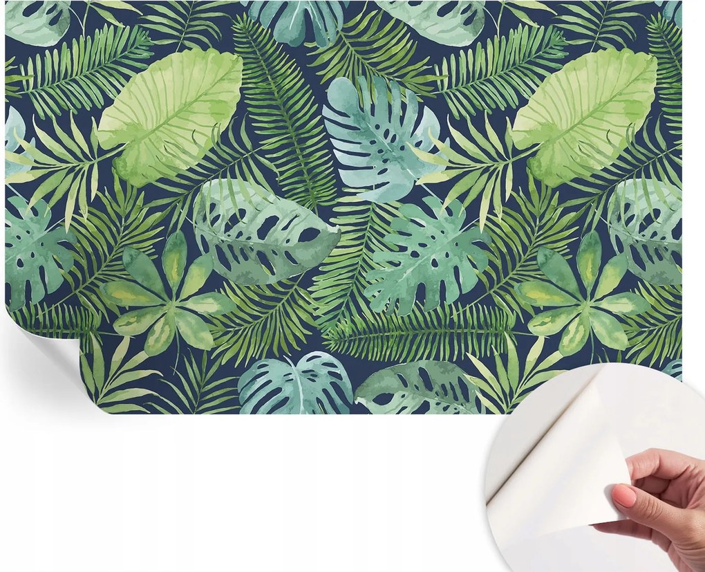 Divatos öntapadós fali tapéta Trópusi levelek 416x254 cm