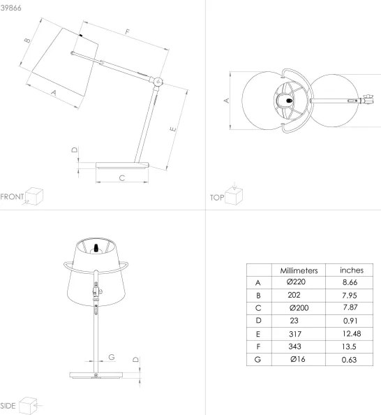 Eglo 39866 - Asztali lámpa GRANADILLOS 1xE27/40W/230V