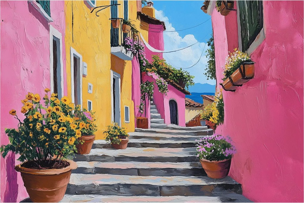 Kép - Rózsaszín sikátor (90x60 cm)