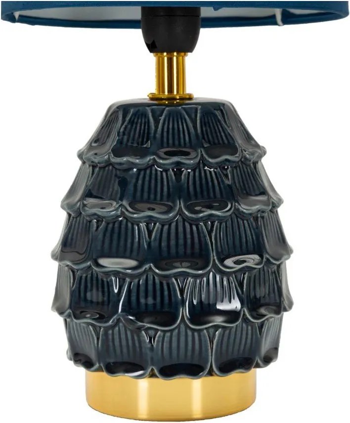 Kék kerámia asztali lámpa textil búrával (magasság 30,5 cm) Pigny – Mauro Ferretti