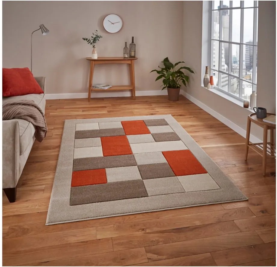Matrix bézs-narancssárga szőnyeg, 60 x 120 cm - Think Rugs